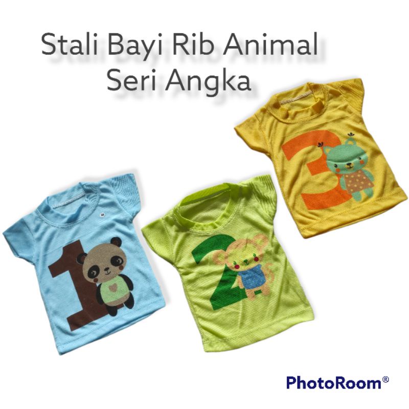 Kaos Oblong Bayi Setali Harian Warna Lengan Pendek Sablon KEPALA Hewan ANIMAL