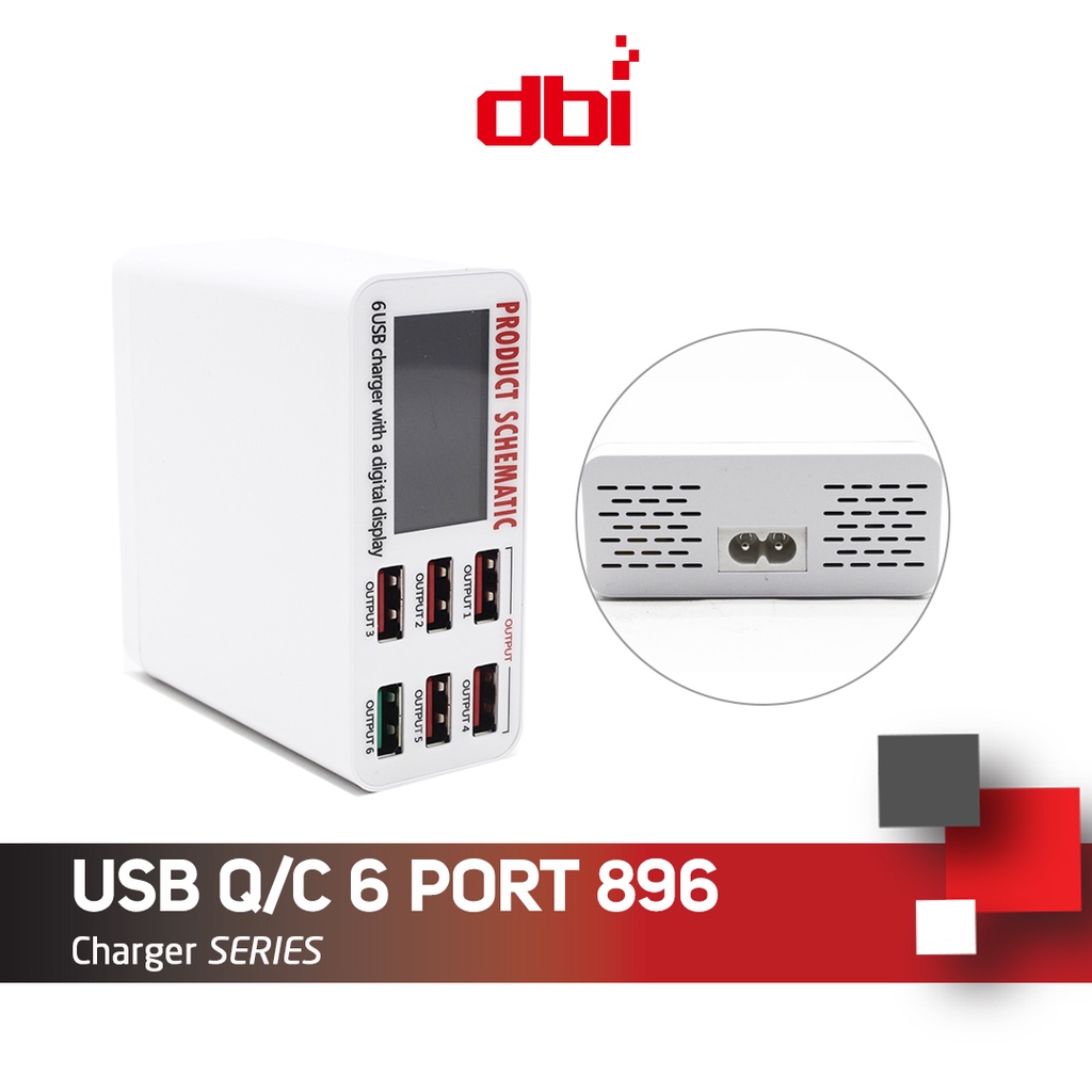 8A 6 Port Isi Daya Cepat USB Charger LED Display Phone Charger Adapter Portable QC3.0 Fast Charger untuk iPhone Samsung Huawei