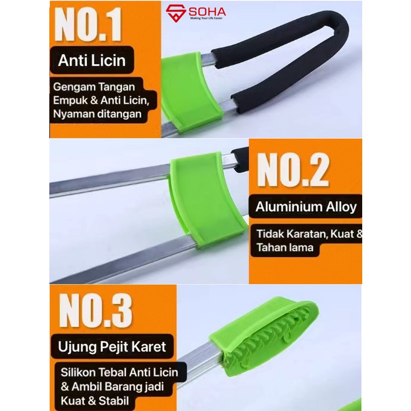 PCK-07 Alat Penjepit Barang Lebih Panjang 88cm Serbaguna Bisa Jepit Sampah Tangkap Tikus Serangga / Hewan Kecil Grab Stick Bahan Aluminium Alloy Mungut Sampah