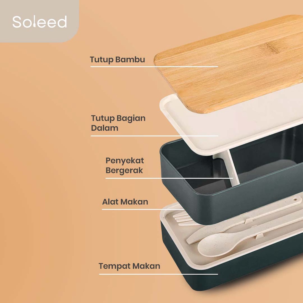 KOTAK MAKAN RANTANG BENTO LUNCH BOX 2 LAYER TUTUP BAMBU JAPAN STYLE