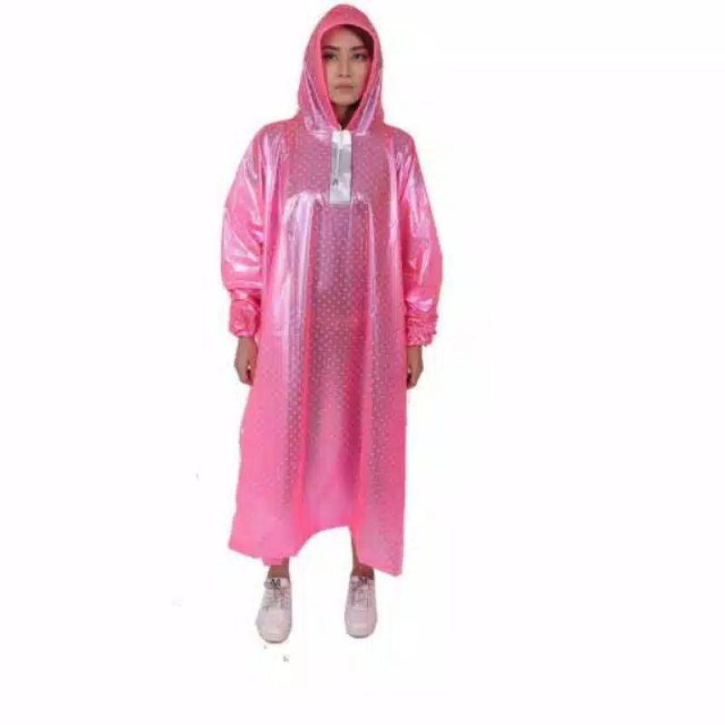 Jas Hujan Ponco Lengan Pop Plevia 850 / Poncho polkadot / Jas hujan unisex /  Jas hujan poncho Laris