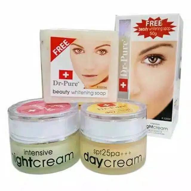 DR PURE SATUAN CREAM MALAM DAN CREAM SIANG ISI 20 GR ORIGINAL 100% + SABUN  - Luginasarikosmetik
