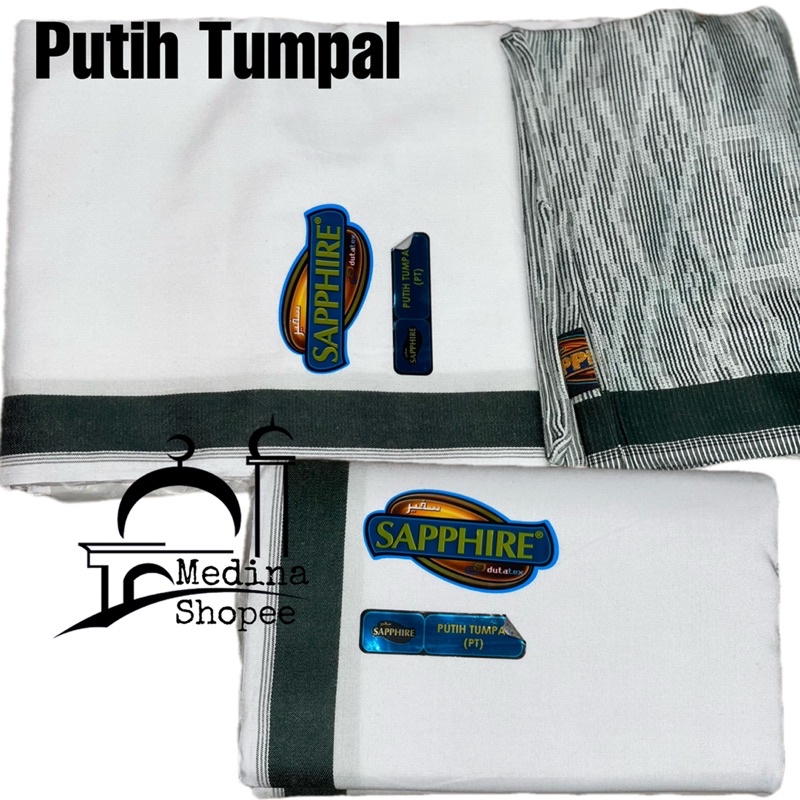 Sarung dewasa SAPPHIRE putih/ sarung murah/sarung lebaran / Sarung Polos / Sarung dengan Tumpal