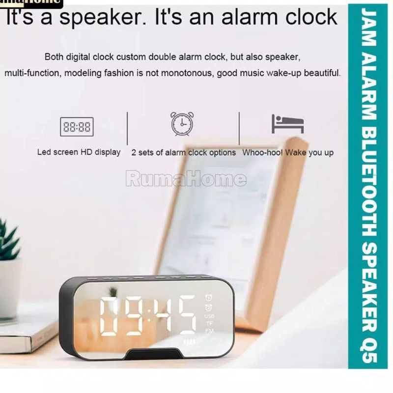 Speaker Jam Fleco Q5 Digital Mp3/Speaker Bluetooth  Alarm Radio Fm/Clock Digital Bluetooth Speaker