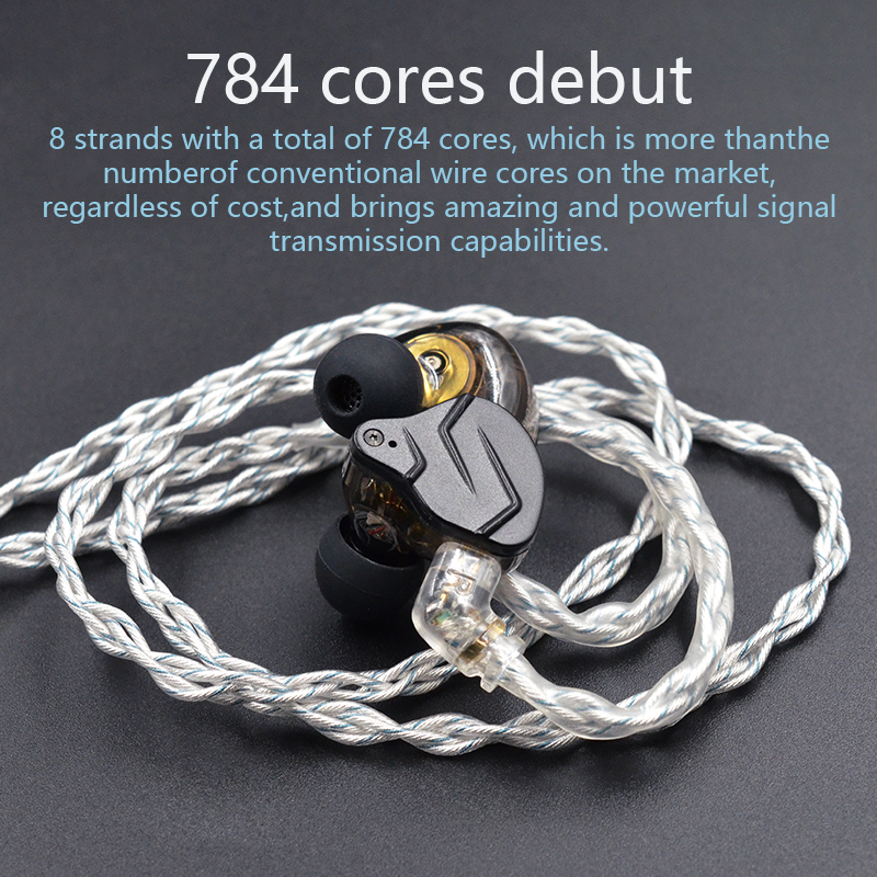 KZ Silver blue mixed 8 shares 784 cores Silver plated Upgrade cable DIY earphone cable  for zsn zsn pro zs10 pro ZAX ASX  DQ6 CA4 AS16