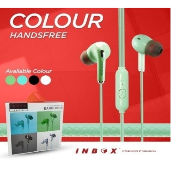 Headset Bass INBOX COLOUR Earphone Bass Wired Earphone Mega Bass HD Headset Handsfree