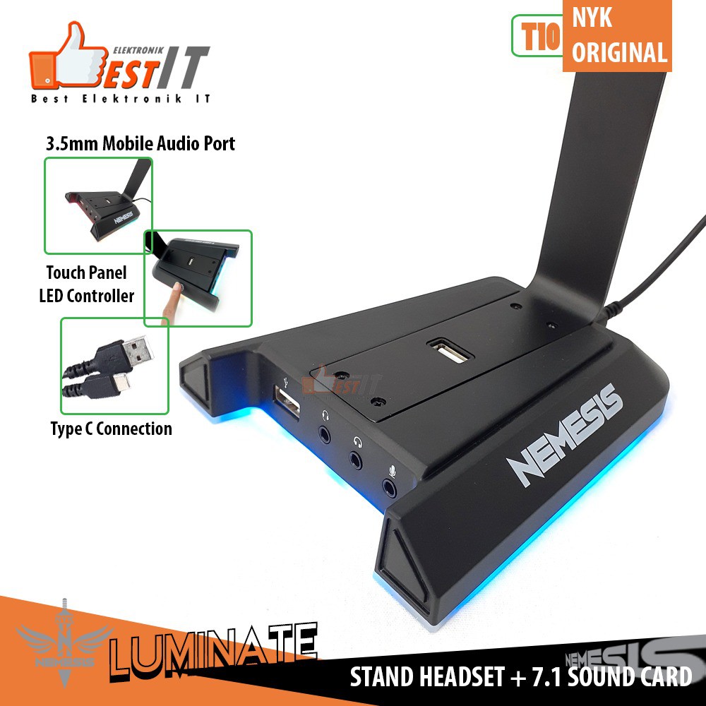 Headset Gaming Stand RGB &amp; 7.1 Sound Card - STAND HEADSET