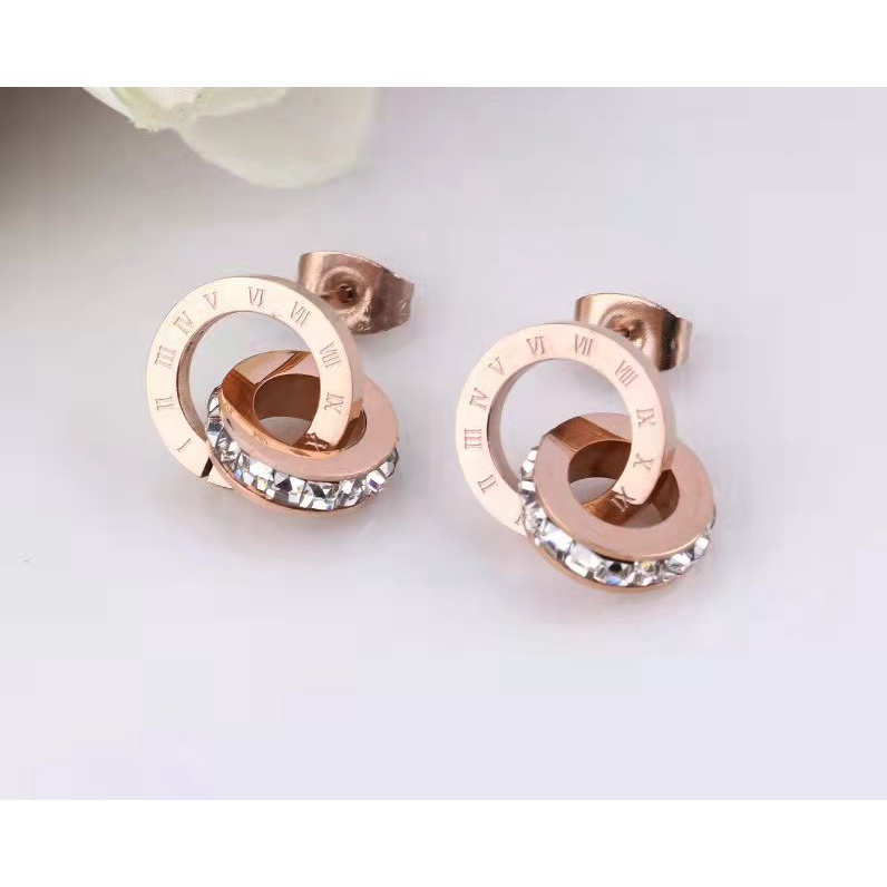 Anting Titanium Permata Putih/hitam Perhiasan Fashion 2709