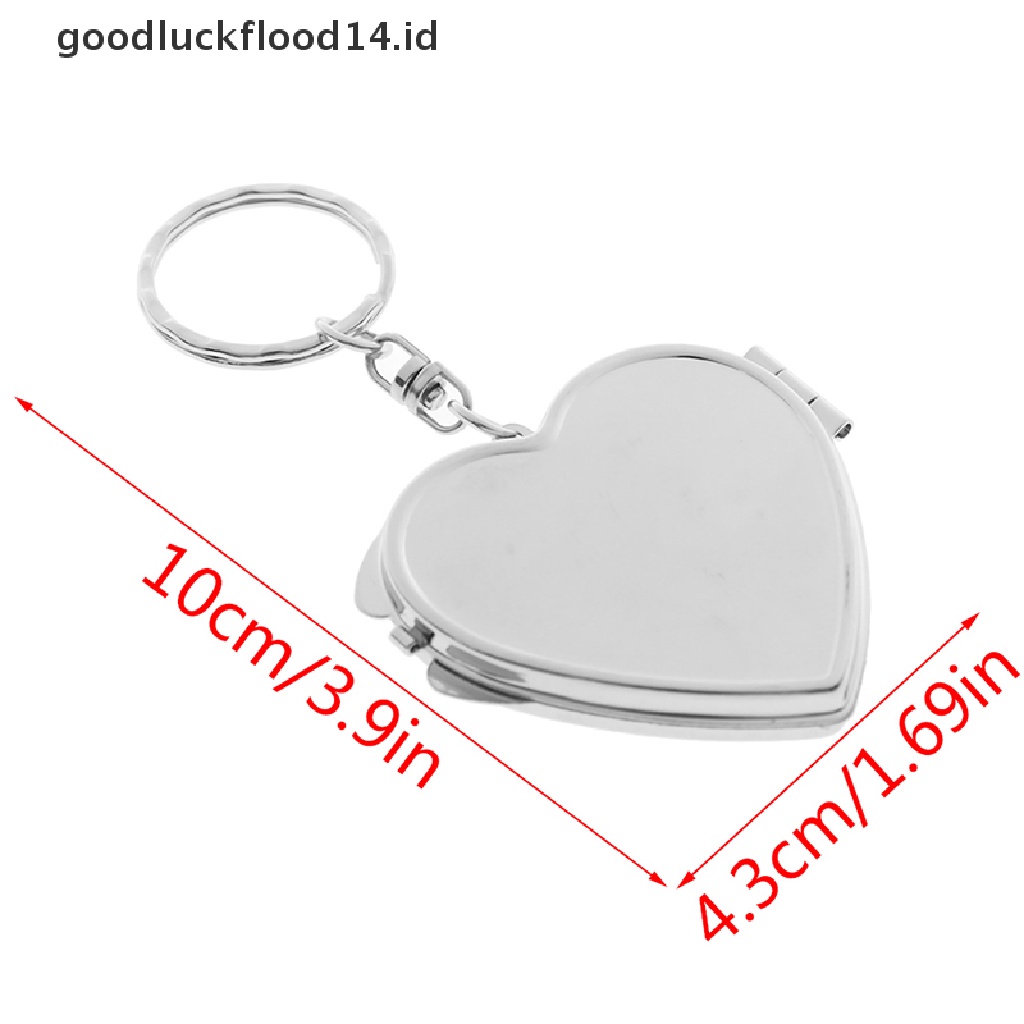 [OOID] New Metal Folding Mirror Key Ring Keychain Portable Compact Cosmetic ID