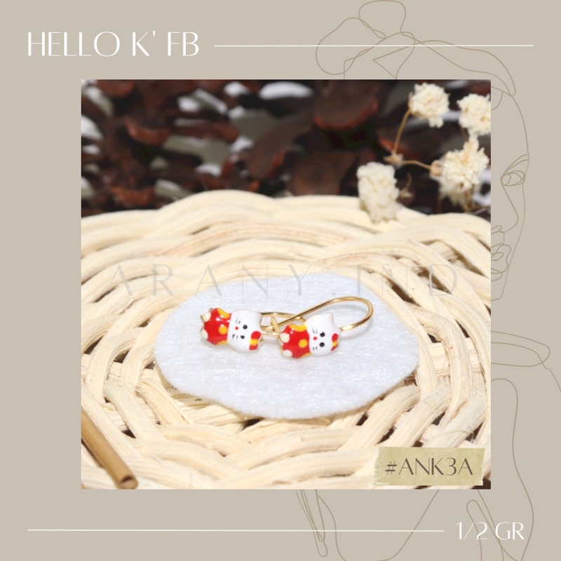 HELLO K' FB || Anting Emas Anak Hello Kitty Kait || Anting Emas Muda 1/2 gram