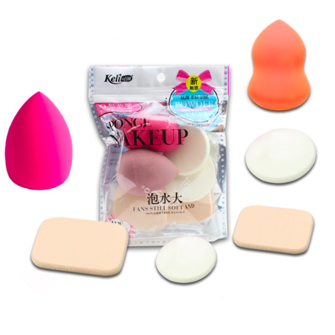 Sponge Make Up Set Isi 6 Spons Make Up 6in1 Beauty Blender Spons Foundation Wajah