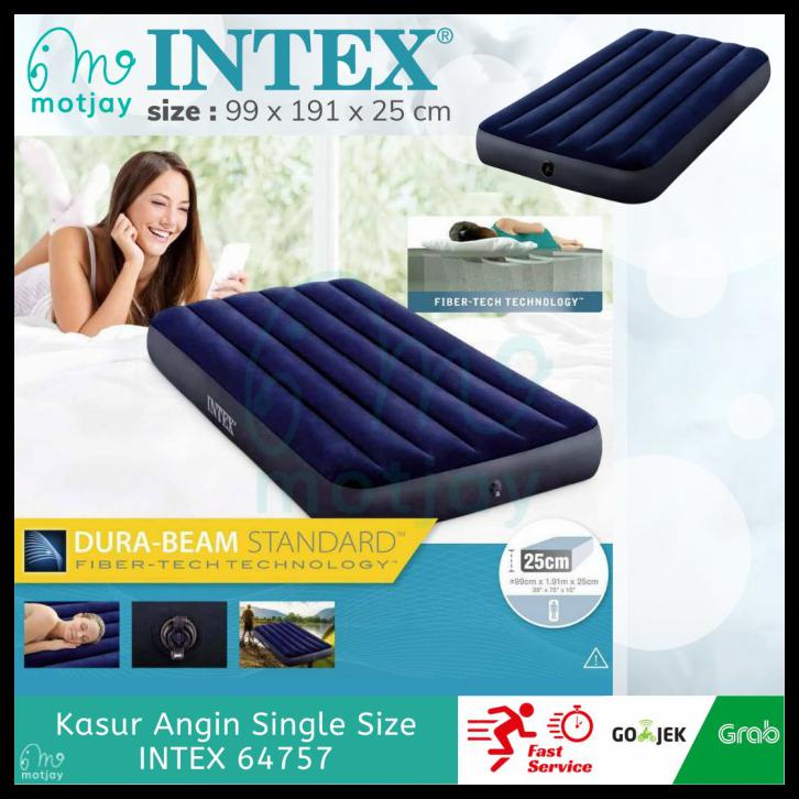 Kasur Angin Intex Durabeam Twin Blue Intex 64757 - Kasur Angin, Tanpa Pompa