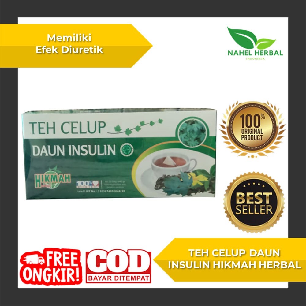 Teh Celup Daun Insulin Hikmah isi 20 - Obat Diabetes - Teh Daun Insulin - Teh Herbal - Daun Insulin