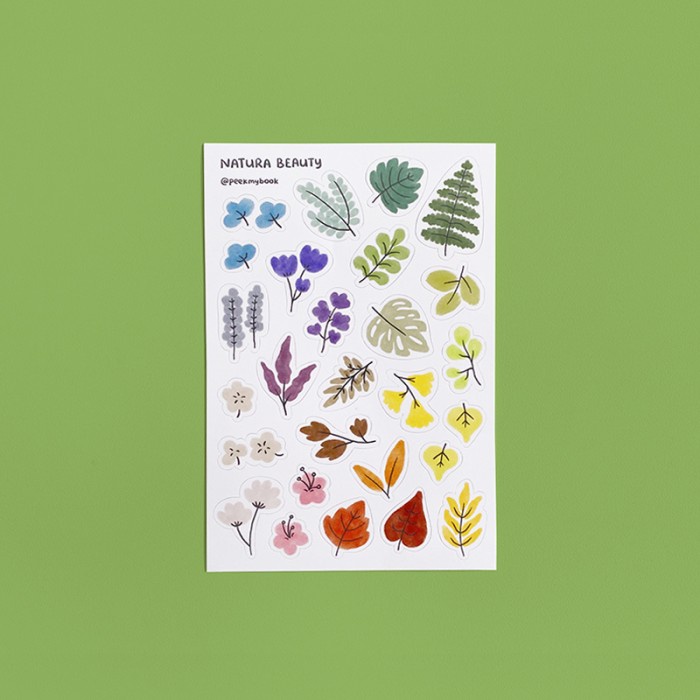 

Sticker lucu Peekmybook Natura Beauty / leaf and flower / daun / nature stickers / stiker daun / stiker dekorasi