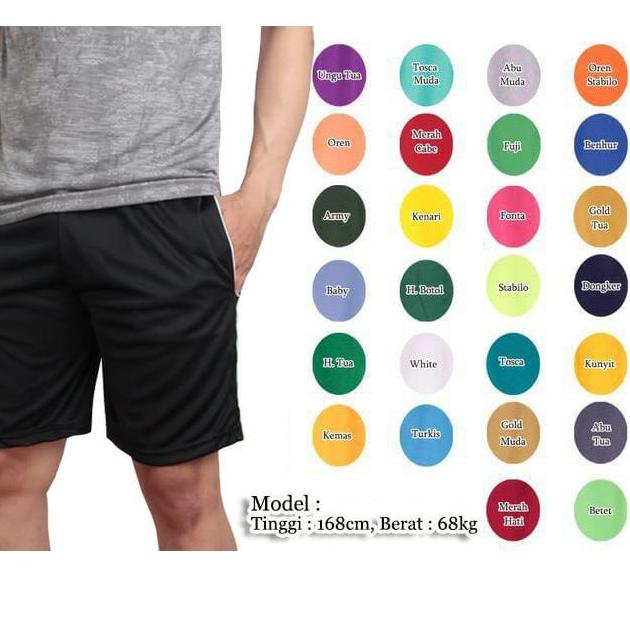 ❊ DRIFIT celana pendek kantong polos bahan drifit banyak warna ✯