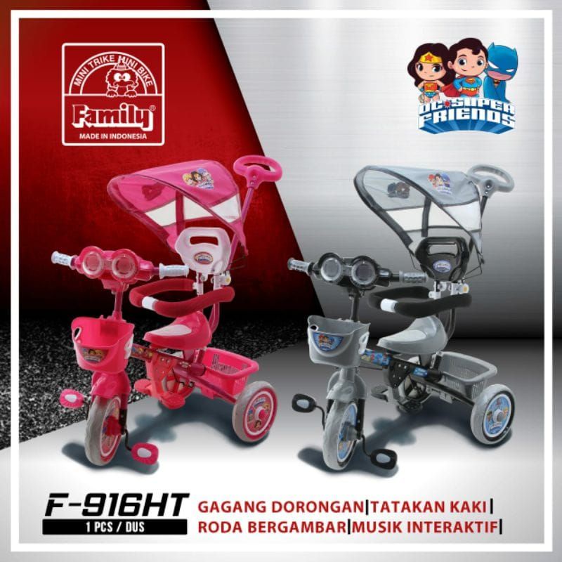 Stroller Sepeda Roda 3 Tiga Anak Family F 916HT