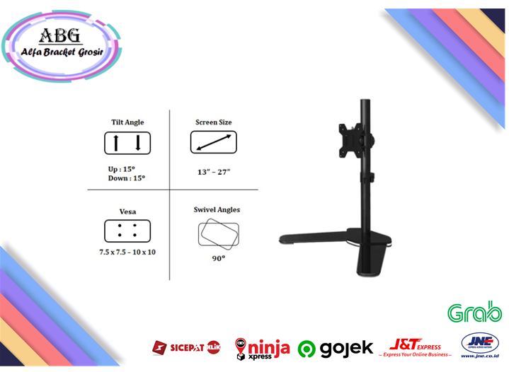 Single Stand Monitor Arm 13"-27", Bracket Monitor Single Base Stand
