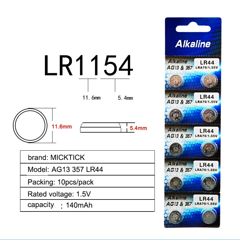 Baterai Batere Jam Tangan Senter Mini Kancing Button Cell AG13 357A LR44 LRA76 L1154