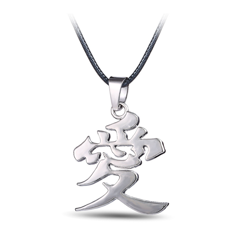 NARUTO NECKLACE Gaara Love Kanji Symbol Pendant Sasuke Itachi Kunai Ninja Anime