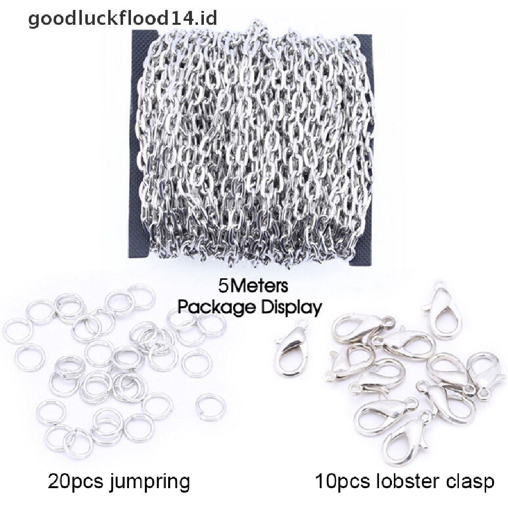 [OOID] 5M 2mm Chains Lobster Clasp DIY Bracelet Necklace Jewelry Making Materials Set ID