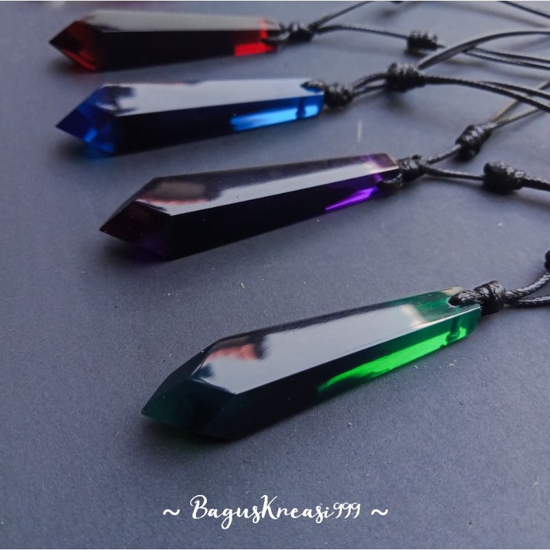 Kalung Pria Wanita Viral Resin Black Green Purple Blue Red Royal Premium Kalung Hitam Kalung Premium