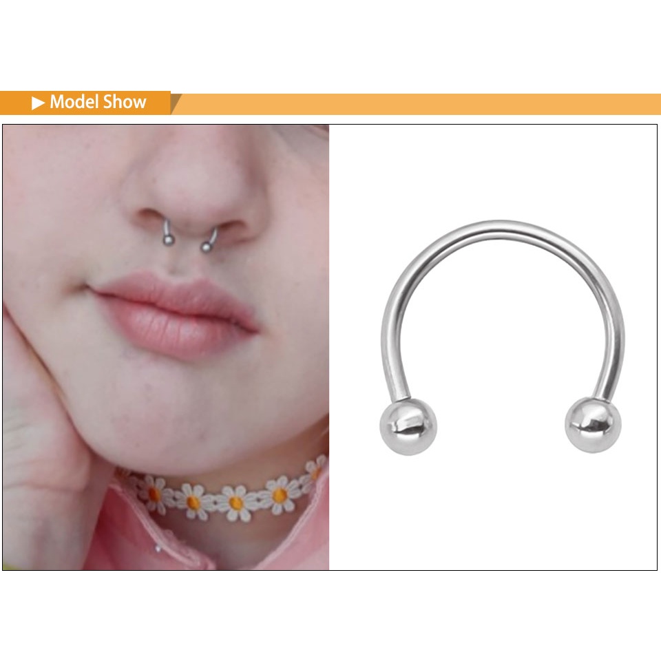 Anting Tindik Hidung / Bibir Bentuk Sepatu Kuda Bahan Stainless Steel Untuk Wanita