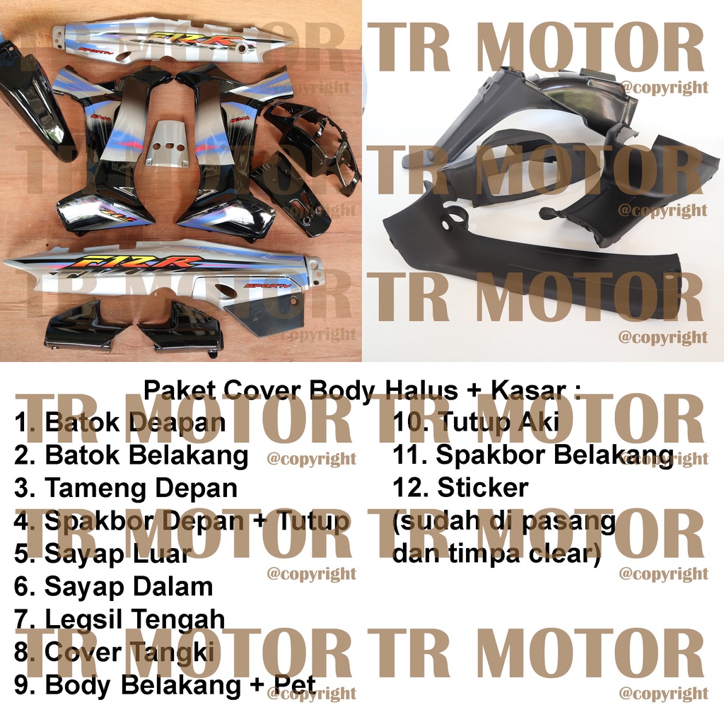 Cover Body Fizr F1zr Sporty Hitam Silver Full Set Halus Cover Bodi Yamaha Fiz r