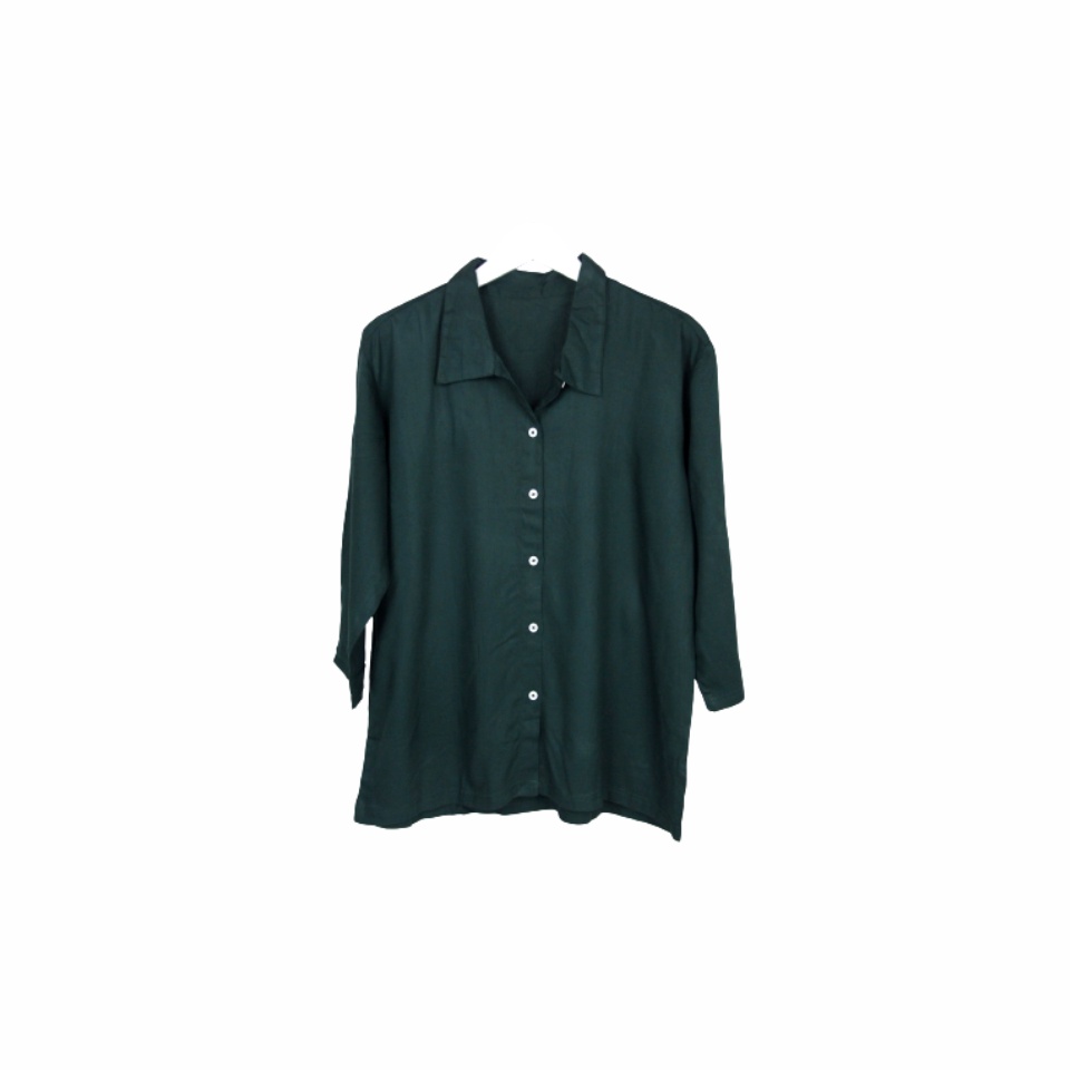 BLOUSE WANITA POLOS LENGAN PANJANG KATUN RAYON ORGANIK 7/8 ATASAN BLOUSE ALLSIZE-Blouse Forest