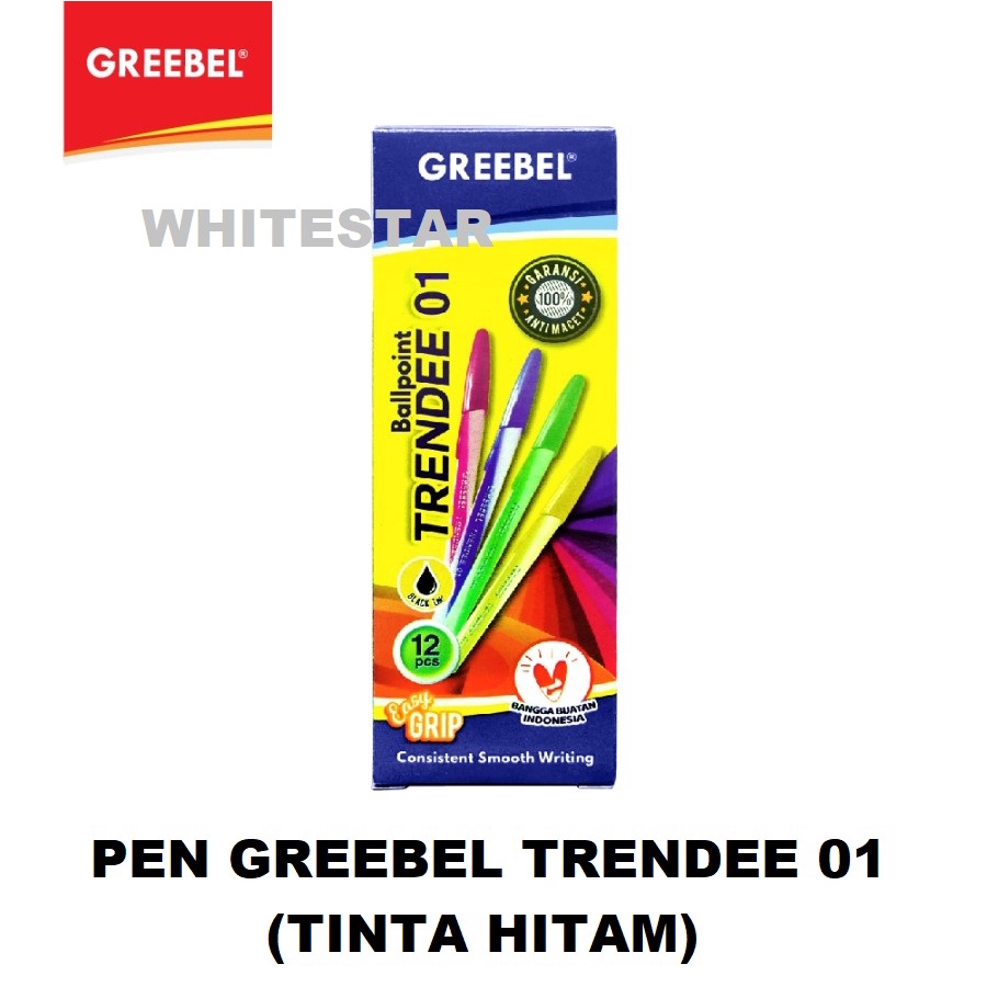 

pulpen / bolpen / pen greebel trendee 01 ( pack = 12 balpoint ) tinta hitam