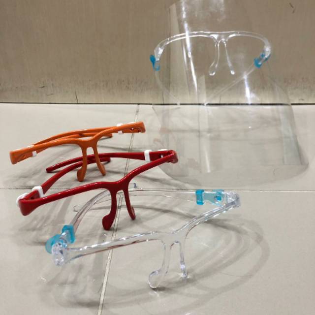 Face shield kacamata warna bening / orange / merah