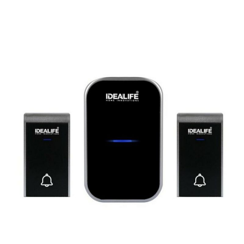 Idealife IL-292 Bel Rumah Listrik Tanpa Kabel IL 292 Pintu Wireless Elektrik Bell Bagus Hitam Keren peralatan perlengkapan baterei