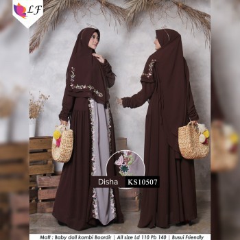 DISHA SYARI BY LF GAMIS TERBARU 2021 CERUTY BABYDOLL BORDIR LD 110 PB 140 FIT XL