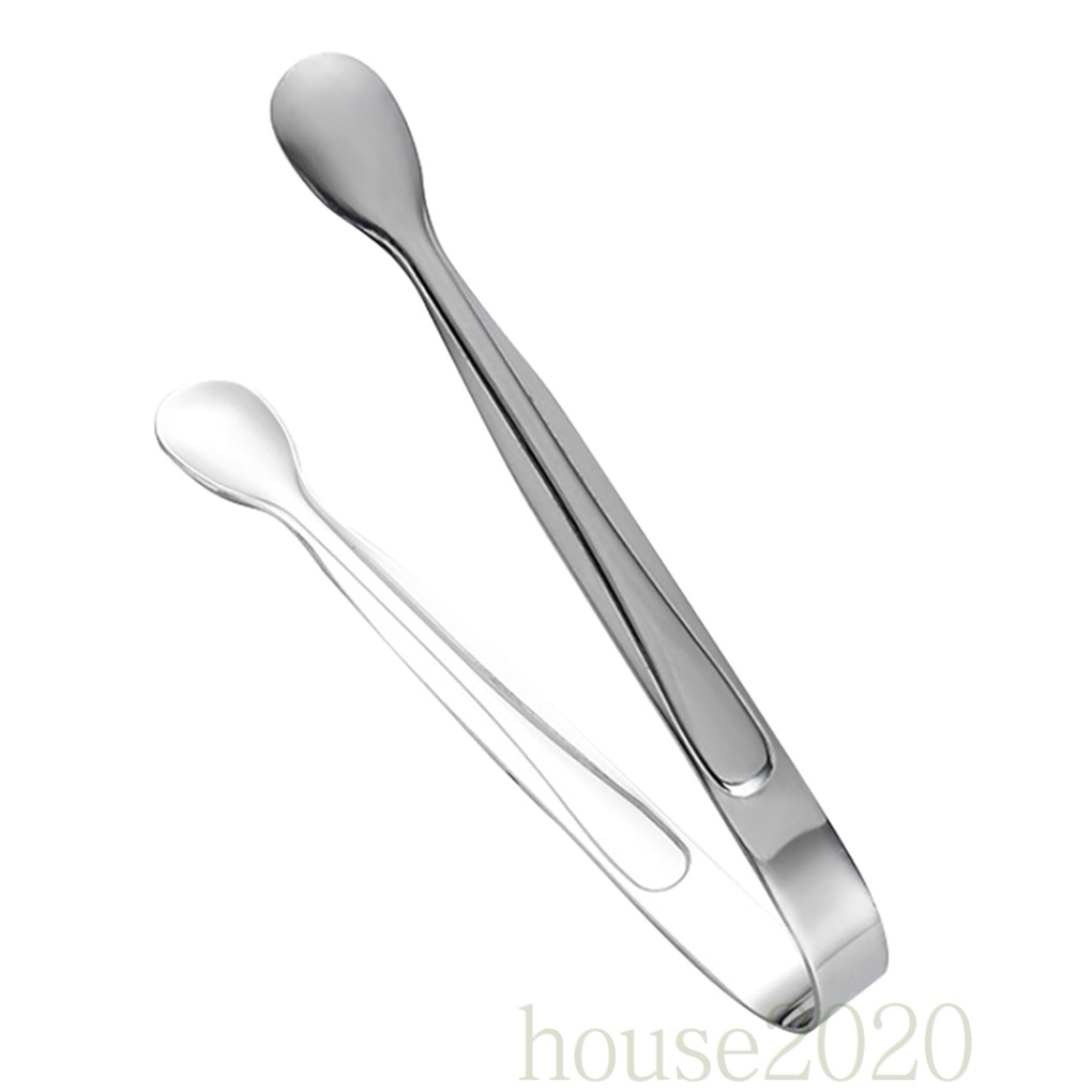 [HOUSE2020]Mini Stainless Steel Sugar Tong Hotel Bar Ice-Cube Picker Coffee Tea Food Serving Tool, Silver