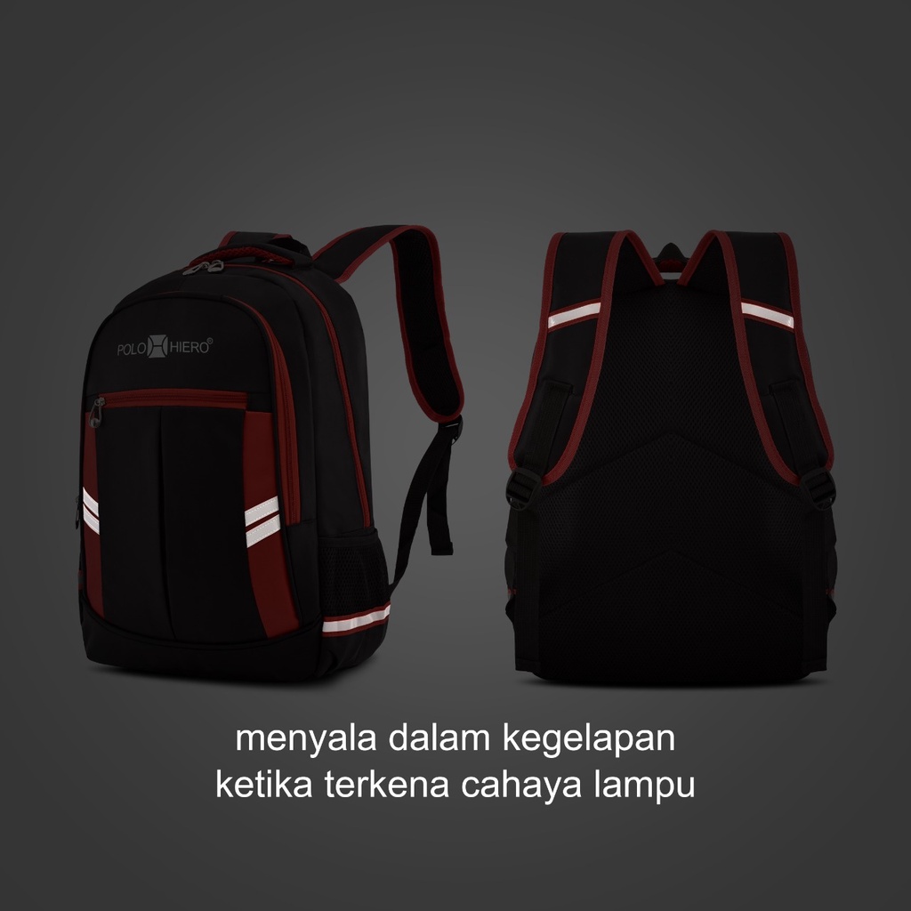 (RF) Tas Fashion Polo Hiero 7712 Tas Sekolah Ransel Backpack [Free Rain Cover]