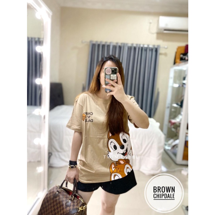 KAOS WANITA KARTUN OVERSIZE - BROWN CHIPDALE