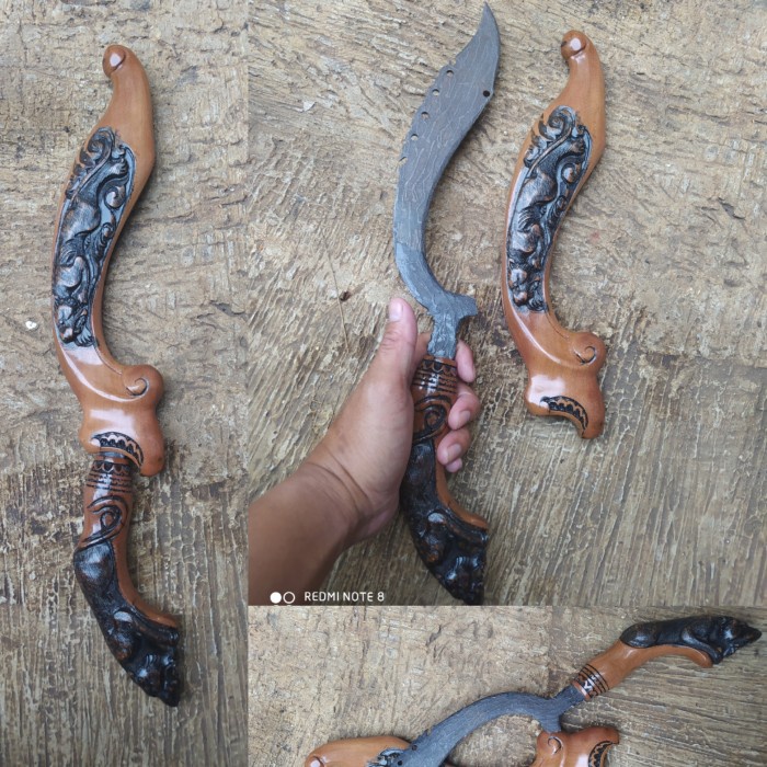 Kujang Esak Model Pamor Kayu Ukir