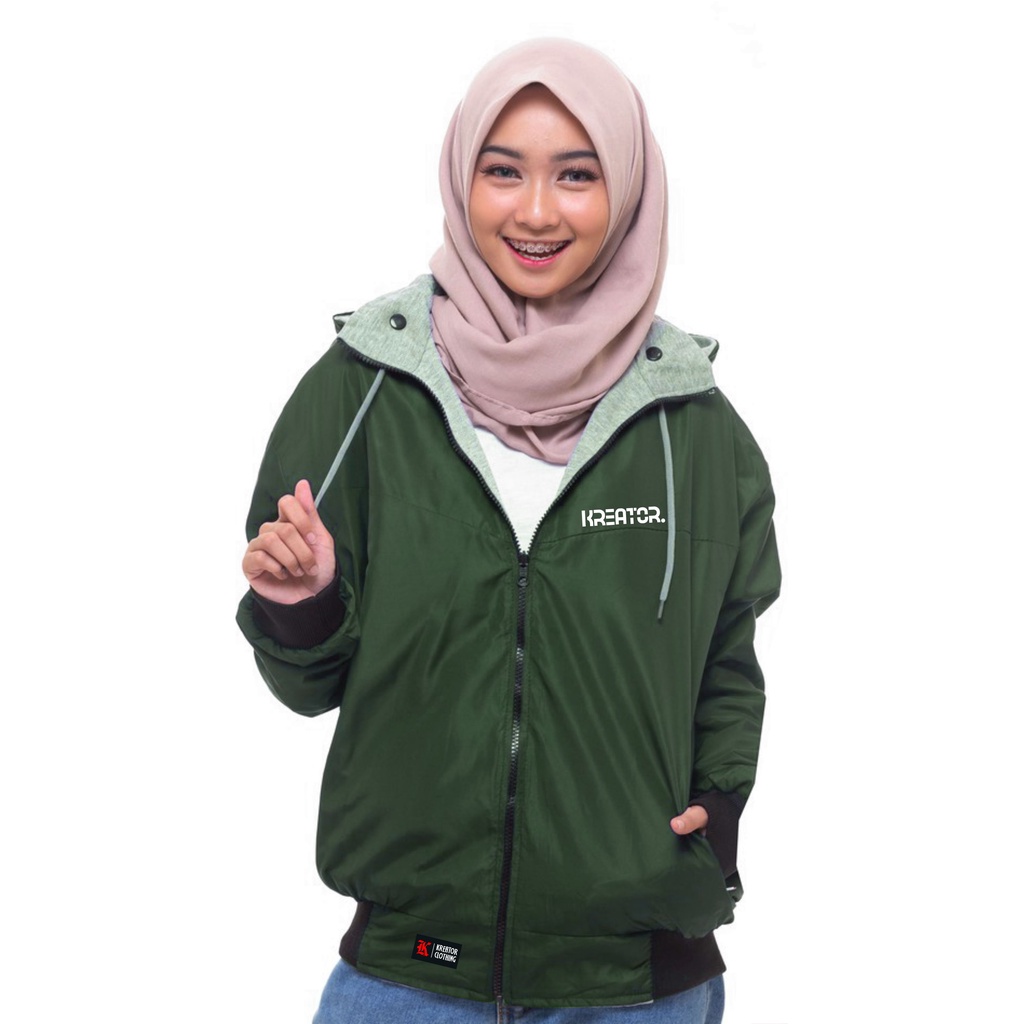 JAKET WANITA BB BOLAK BALIK  PARASUT OUTDOOR GAYA KOREA JACKET WATERPROOF HOODIE BISA DI LEPAS