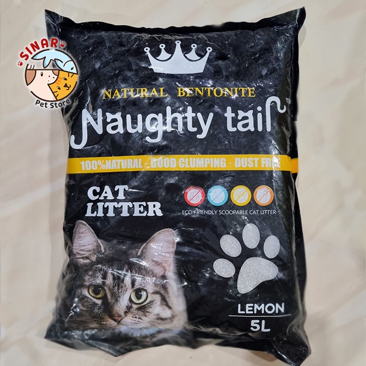 Pasir Gumpal Kucing Naughty Tail 5LT / 5 Liter Bentonite Cat Litter Buang Air Kucing 5 L