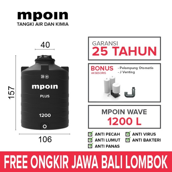 Toren 1200 Ltr Wave Hitam MPOIN Plus