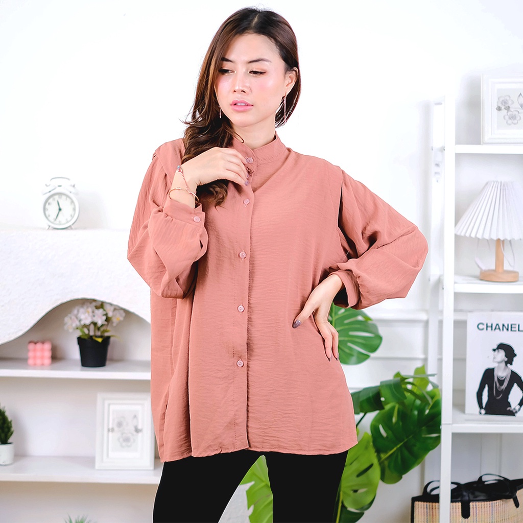 Tq88indonesia Fashion Blouse Polos Wanita Kekinian Terbaru / RIVERY OVERSIZE BLOUSE / Blus  / Baju Atasan Wanita Terbaru / Ootd / Baju Santai Wanita