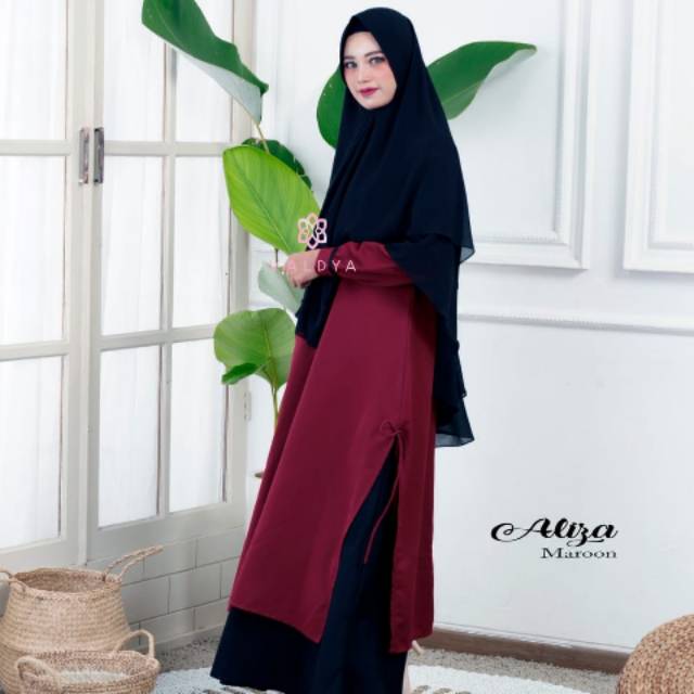 Gamis Aliza maroon by valdya( gamis only)