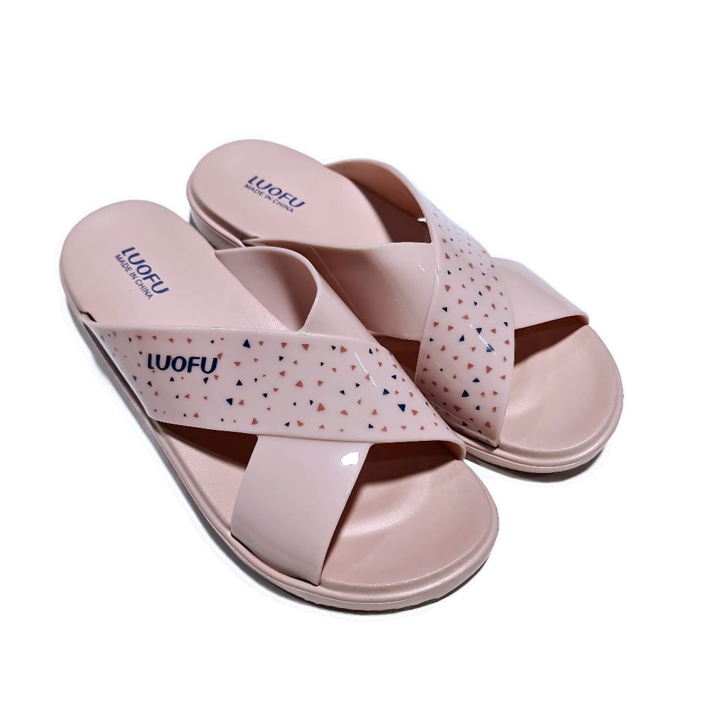 jelly sandal wanita luofu sendal karet cewek selop import E7189A1-E23SBW