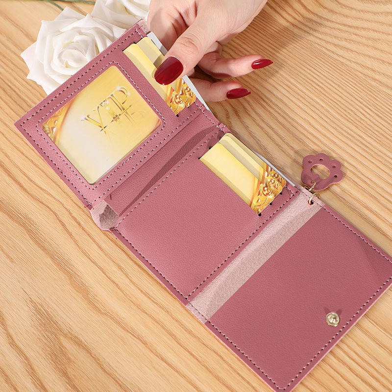 (COD) Dompet Kulit Sintetis Dompet Lipat Wanita Dompet Mini MALLSHOPPING