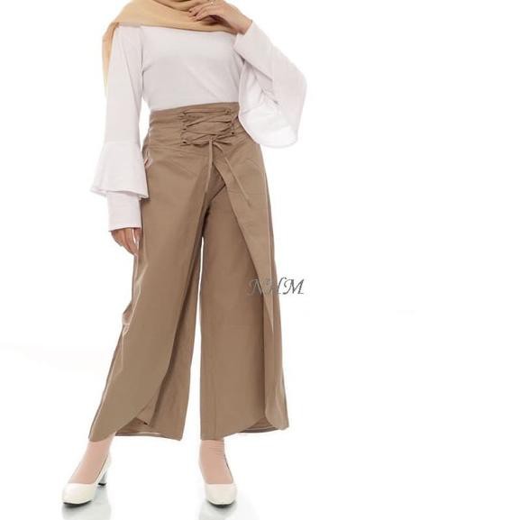 ♠ kulot rok wanita ori casual ootd celana KEREN muslim NHM Kulot Rok Melisa Cream J8R3 ➣