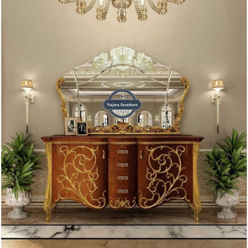 MEJA RIAS MAKE UP TOLET MEWAH KACA CERMIN