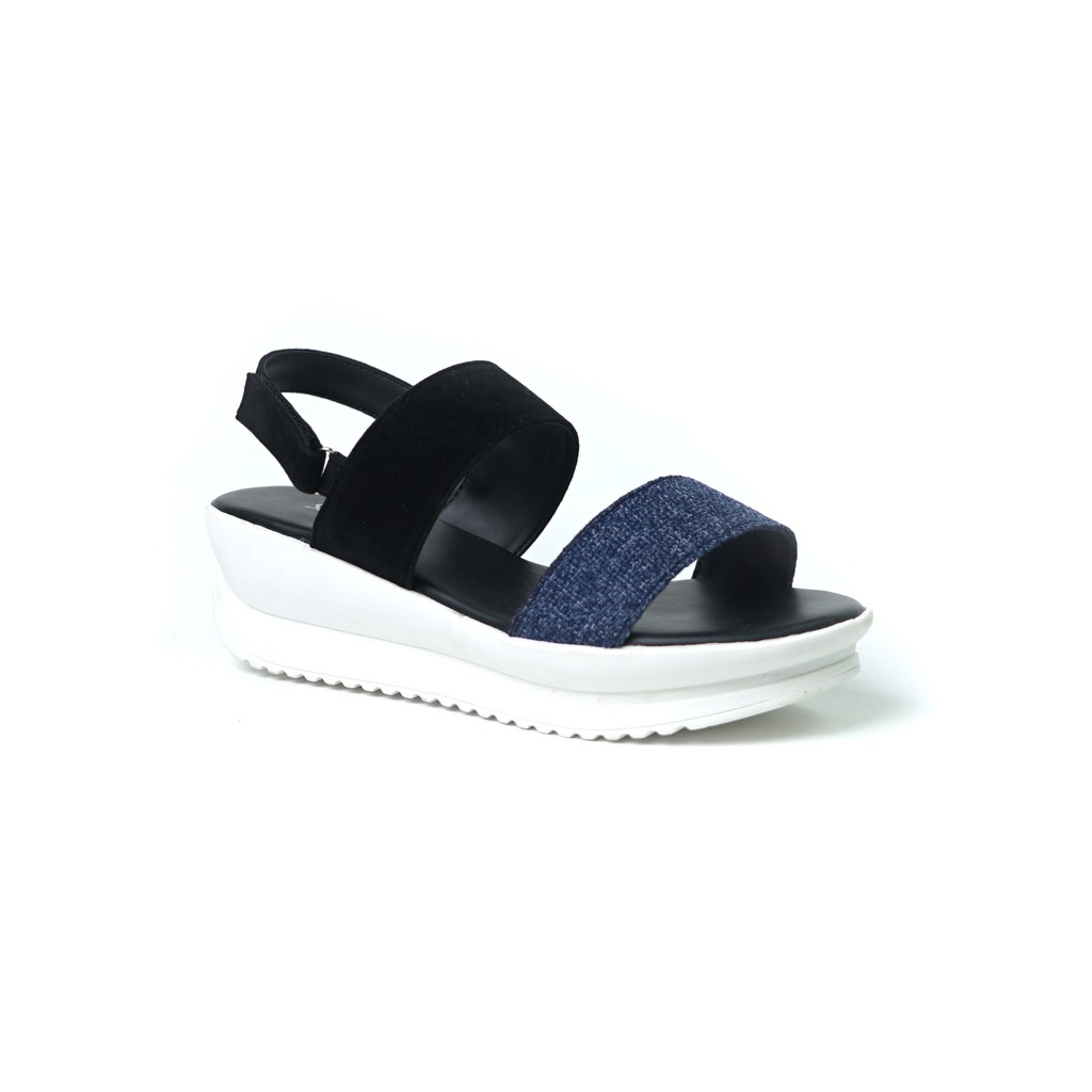Sarasara BELLINA Sandal Wedges Trendy Hak Tinggi Casual Kasual Wanita Murah Berkualitas Terbaru-Navy