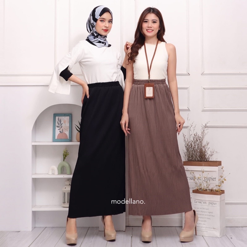 ROK PLISKET LIDI 504 HYGET PUTIH SEPAN SPAN MURAH POLOS MUSLIM HIJAB ABG ALLSIZE GROSIR KARET SLIM RAMPING