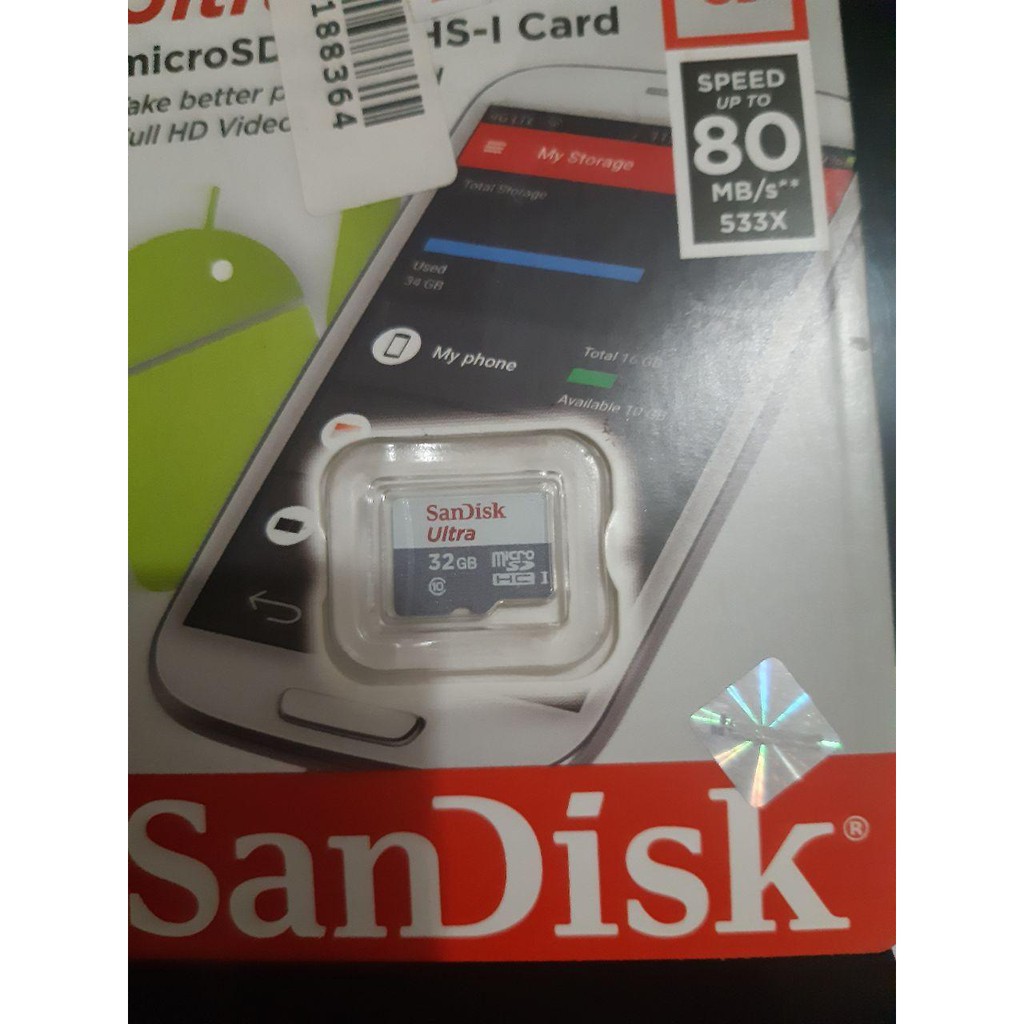 Memory sandisk 32gb kecepatan 80mb/s original garansi resmi