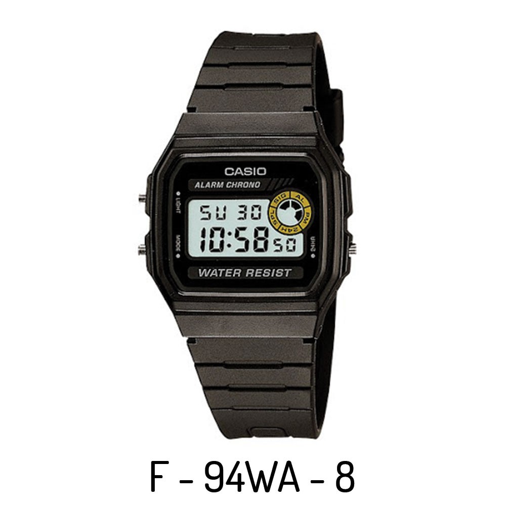 Casio Original F94WA 8D 9D / F-94WA 8D 9D Jam Tangan Pria Digital Karet Hitam - Tanpa Kotak MIKA