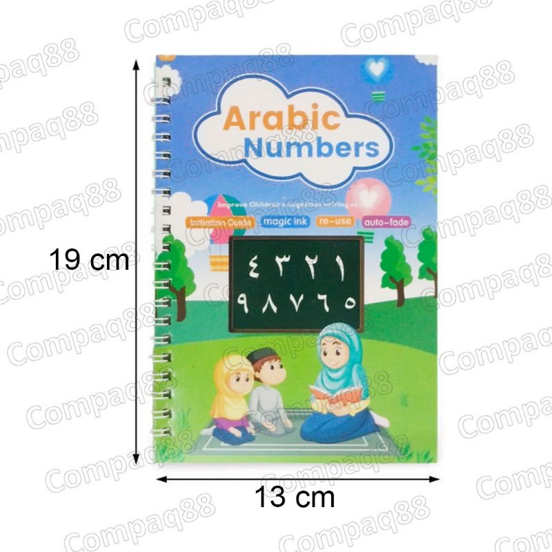 1 Set 2 Buku Magic Pratice Book Hijaiyah &amp; Arabic Numbers Buku Belajar Menulis Buku Magic 3D